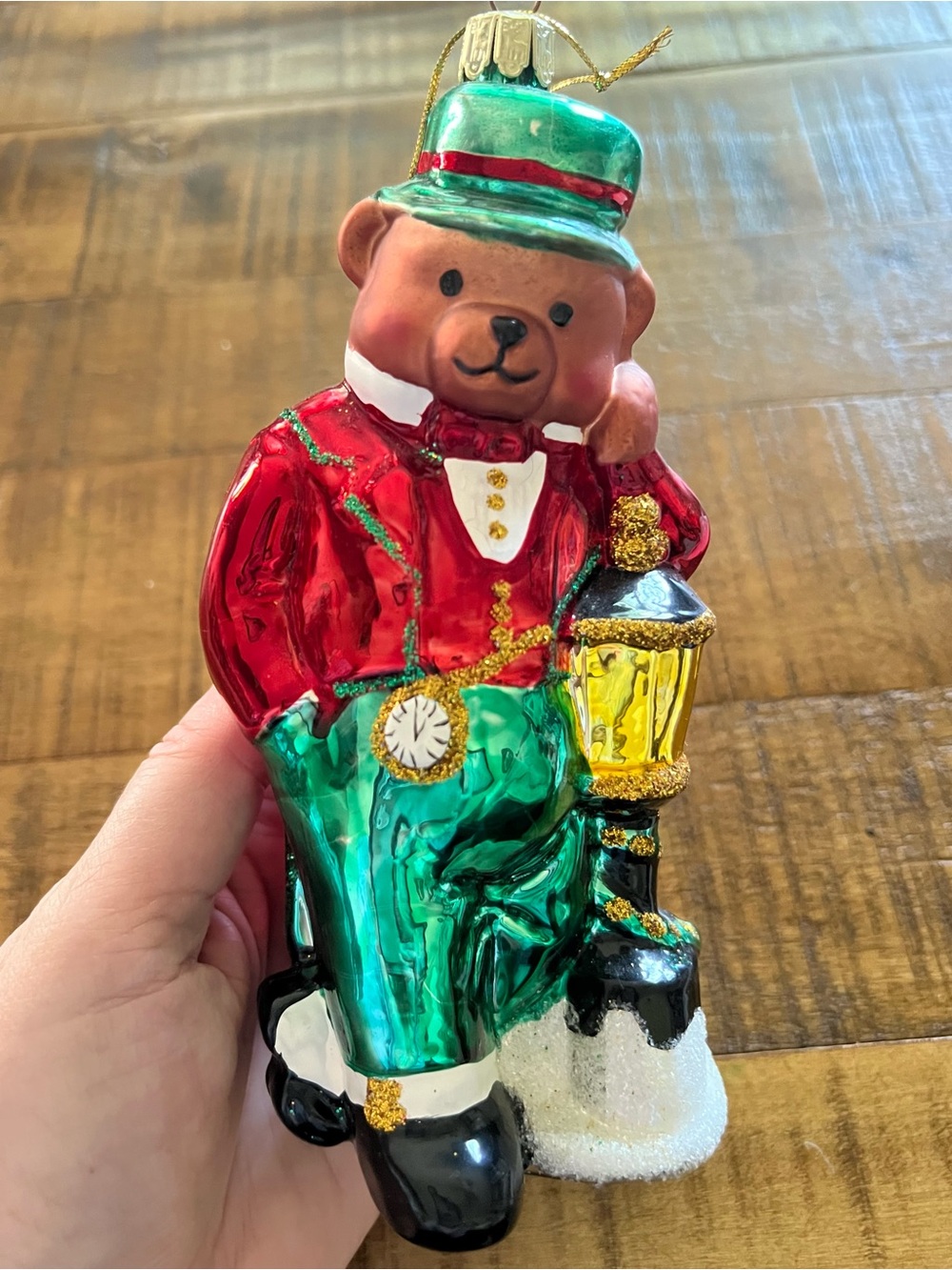 Vintage Disney Blown Glass Christmas Ornament Bear LARGE Detailed